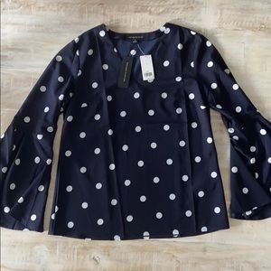 Banana Republic polka dot blouse in blue/white.